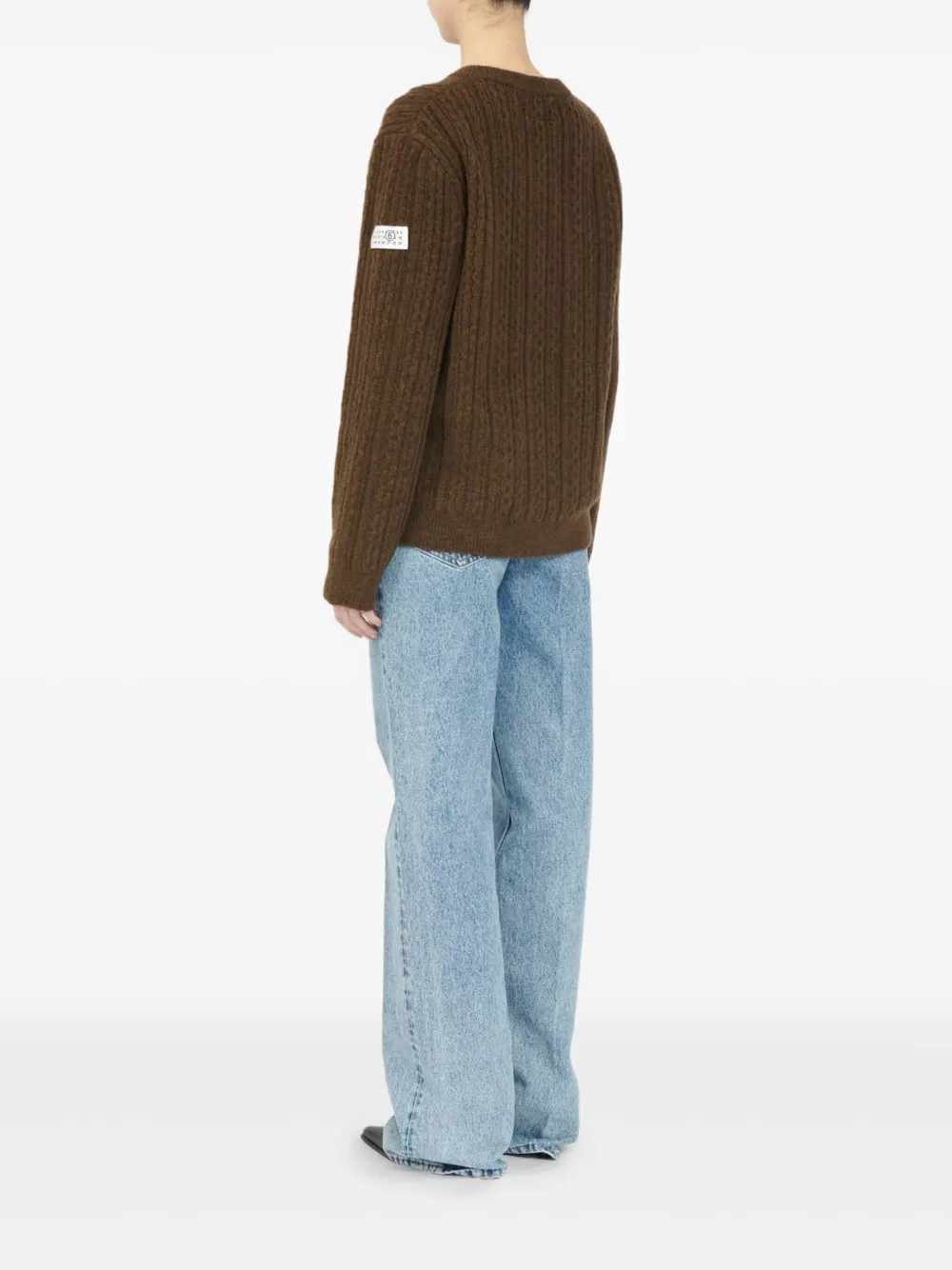 Mm6 Maison Margiela V-neck Ribbed Sweater In Brown
