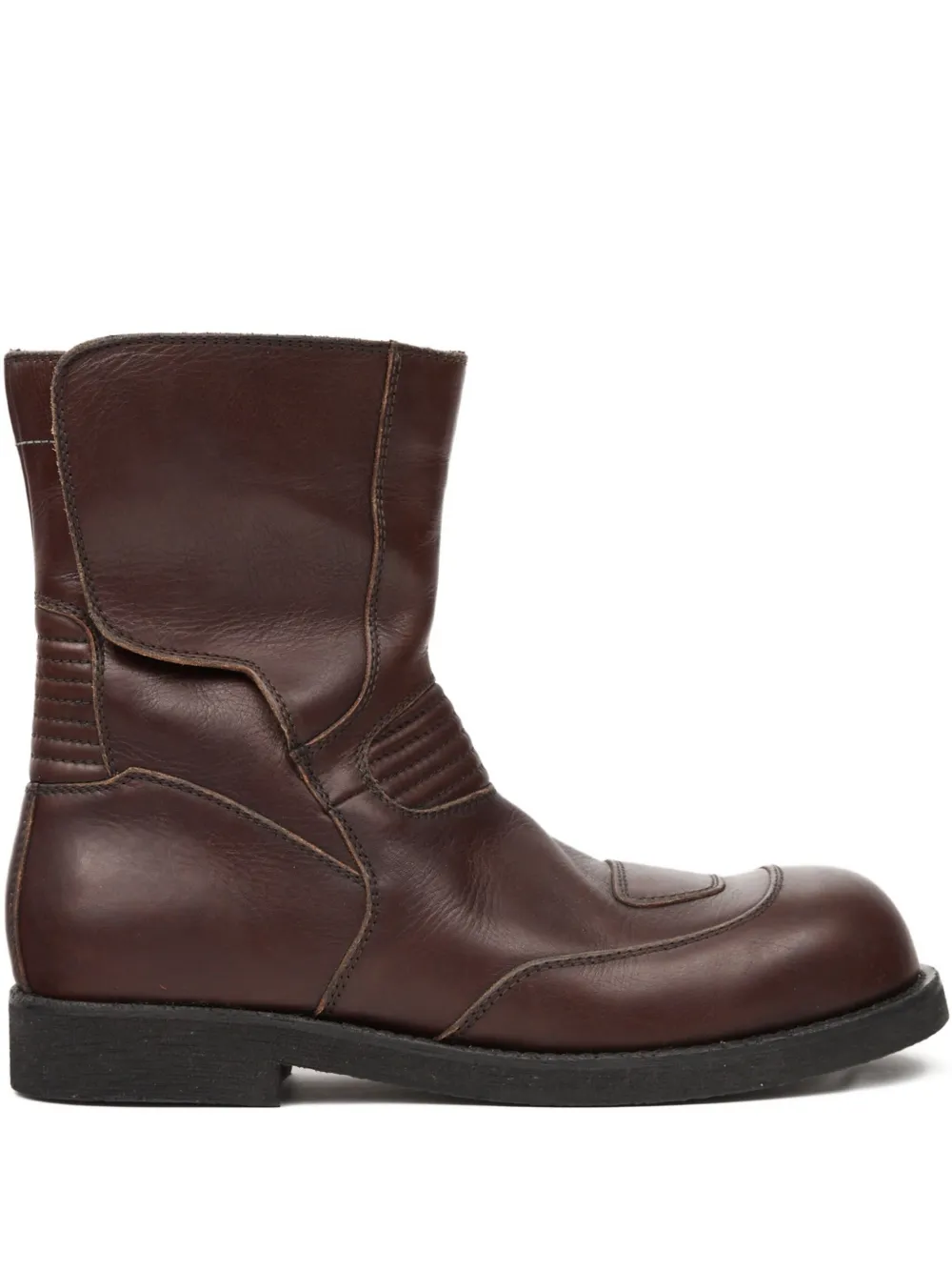 MM6 Maison Margiela chunky-heeled leather ankle boots Brown