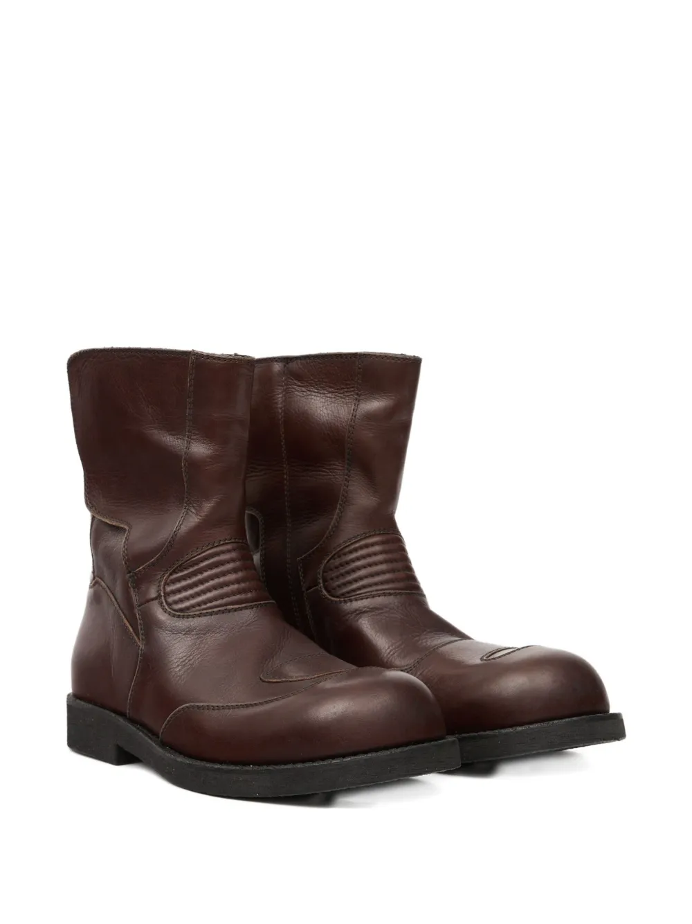 MM6 Maison Margiela chunky-heeled leather ankle boots Brown