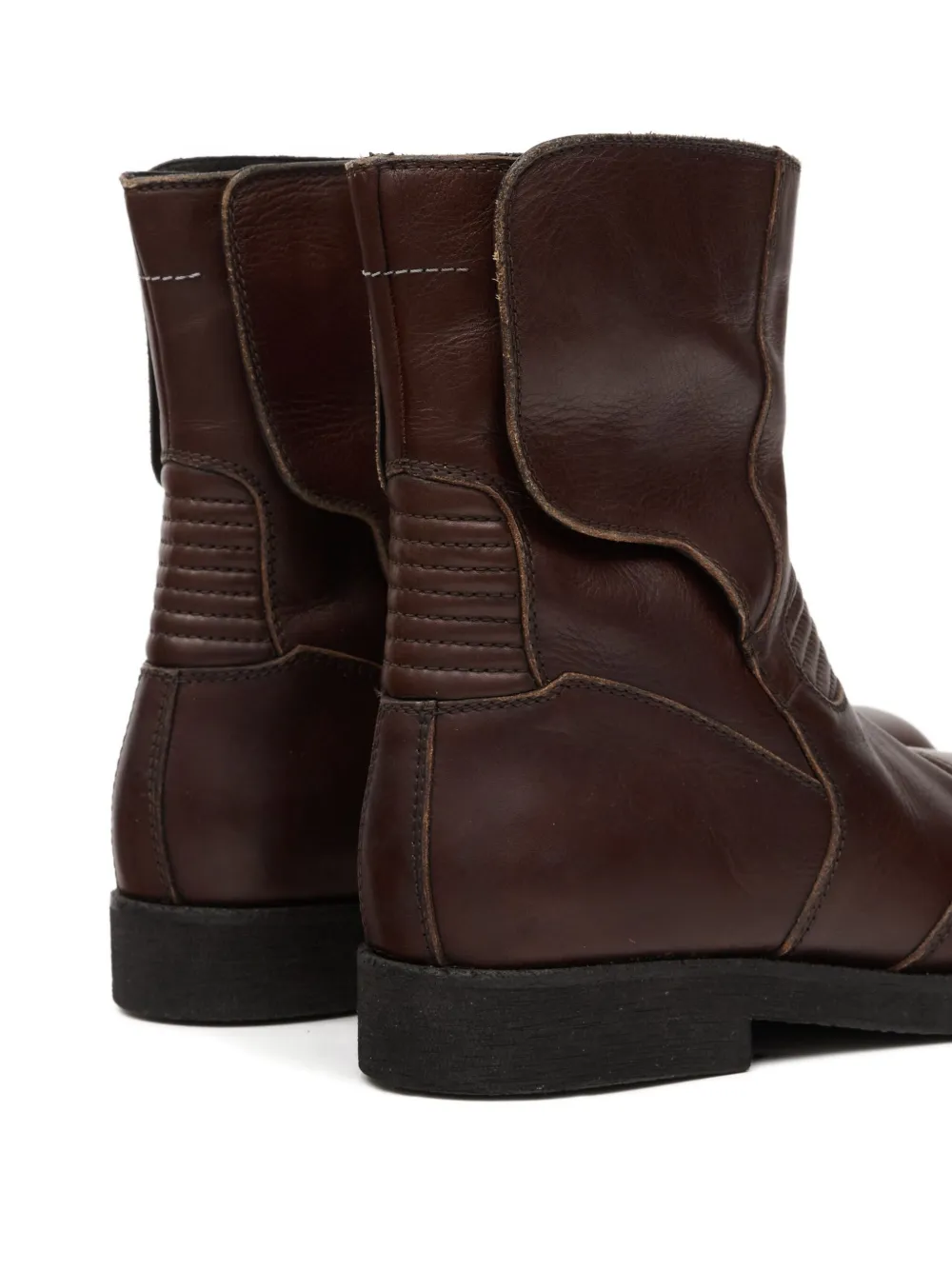 MM6 Maison Margiela chunky-heeled leather ankle boots Brown