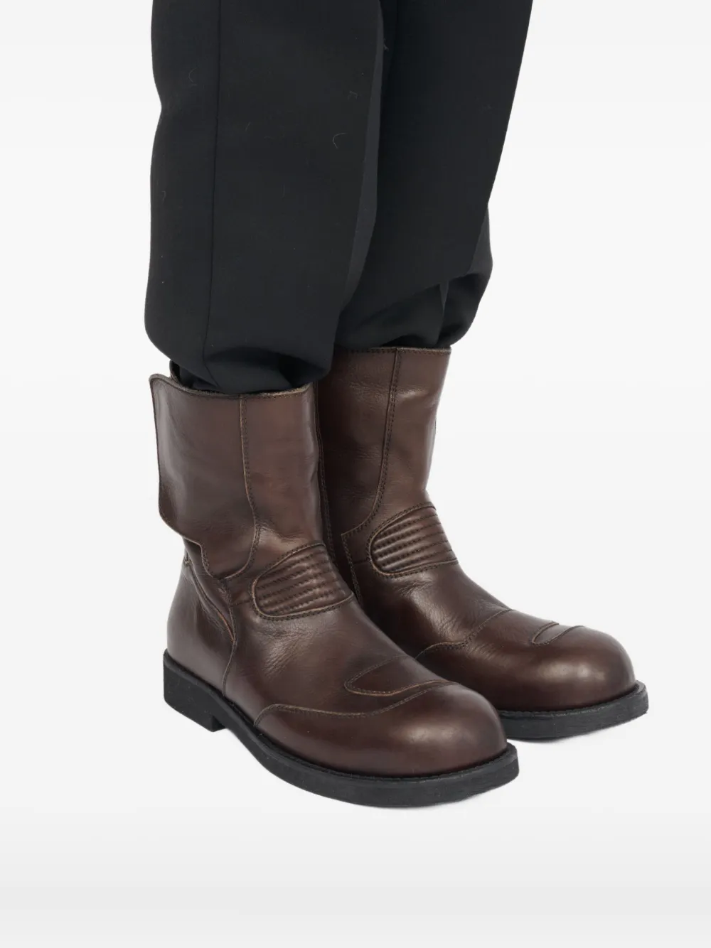 MM6 Maison Margiela chunky-heeled Leather Ankle Boots | Brown