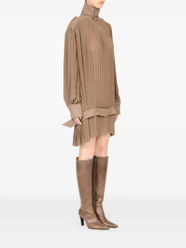 MM6 Maison Margiela Pleated high-neck Dress | Neutrals | FARFETCH JO