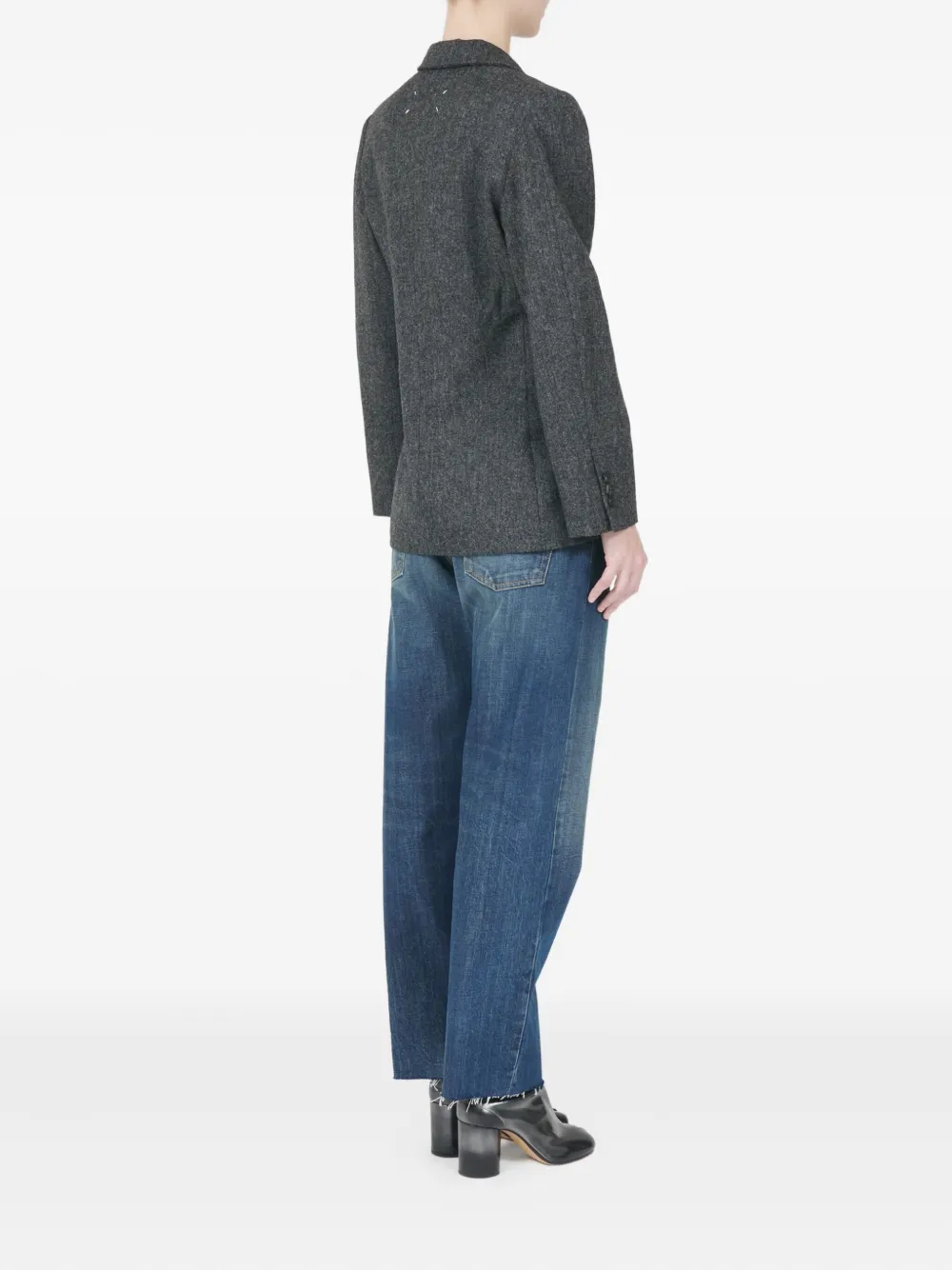 Maison Margiela Three-button Tweed Jacket In Gray