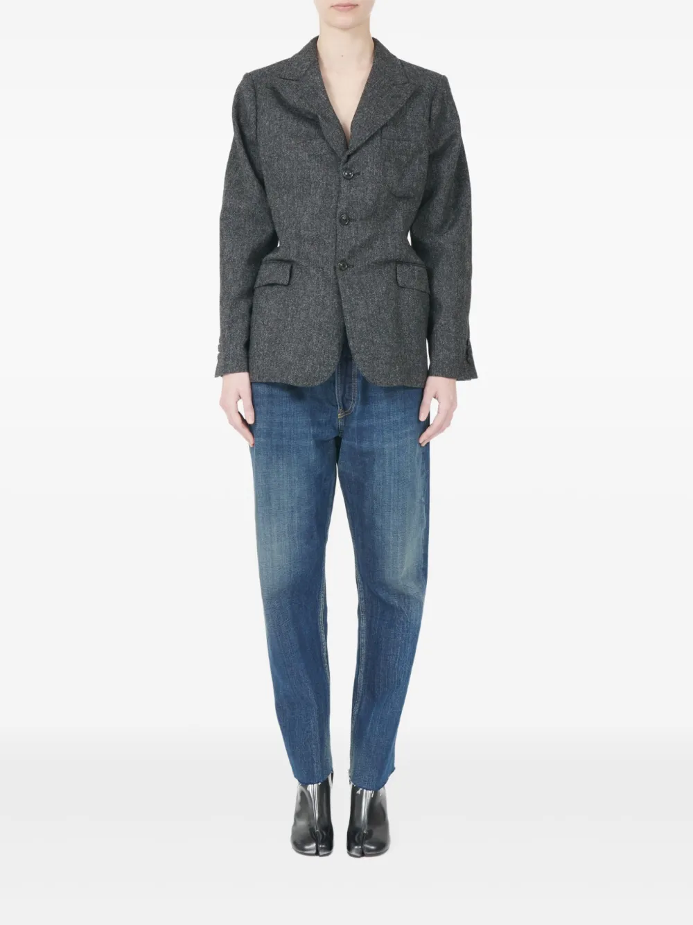 Maison Margiela Three-button Tweed Jacket In Gray