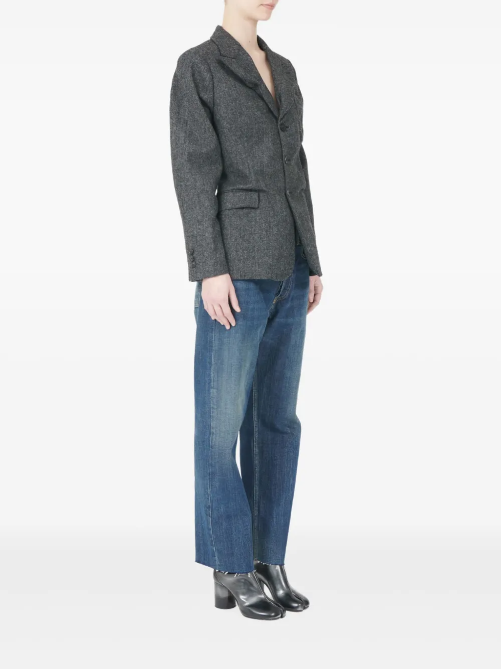 Maison Margiela Three-button Tweed Jacket In Gray