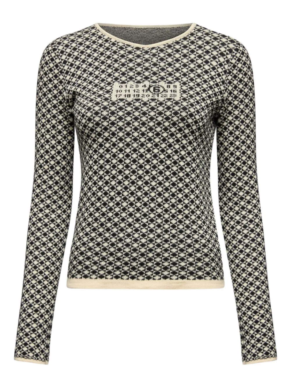 MM6 Maison Margiela インターシャニット ロングTシャツ - ホワイト MM6 Maison Margiela インターシャニット ロングTシャツ - ホワイト