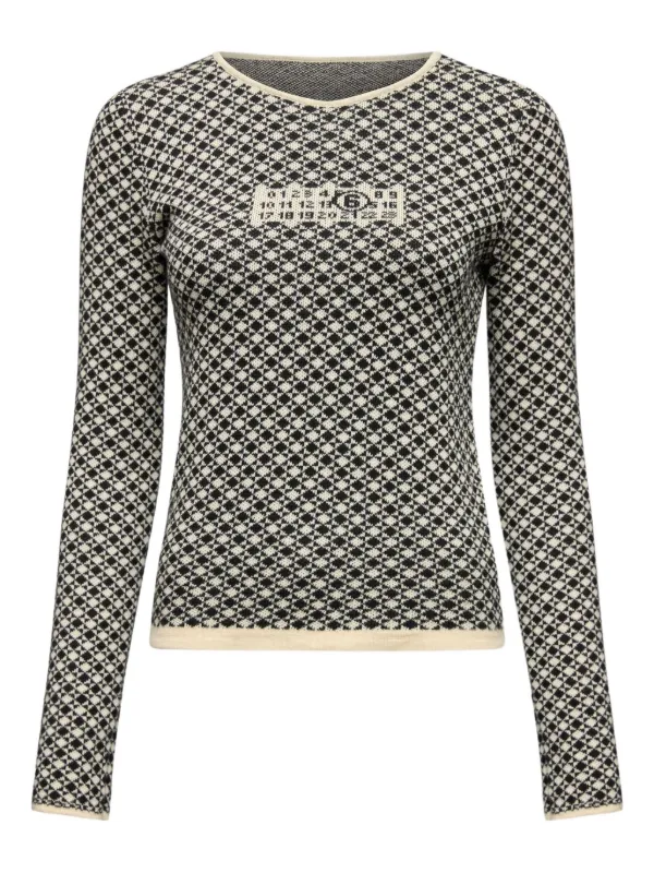MM6 Maison Margiela インターシャニット ロングTシャツ | ホワイト 