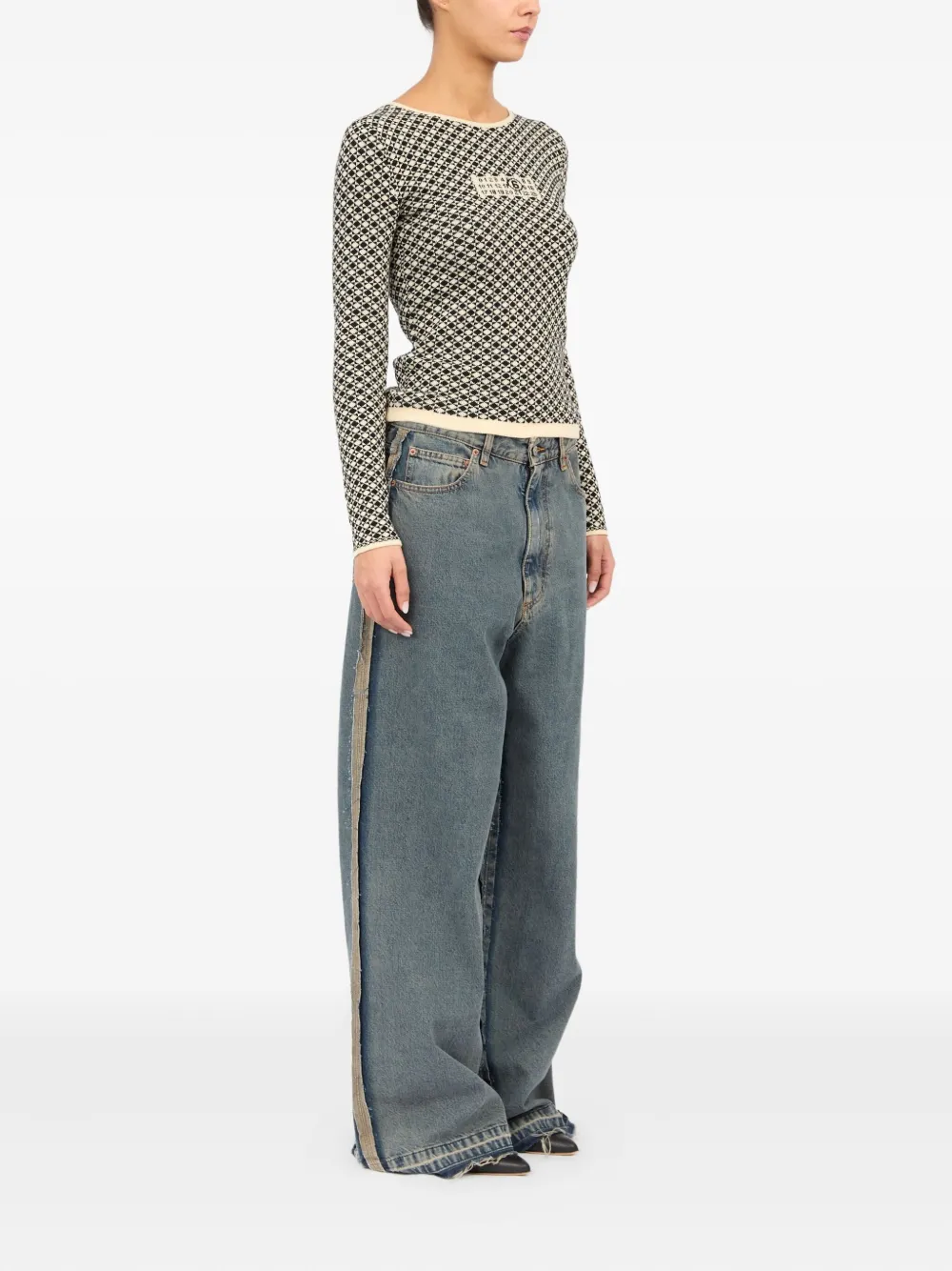 MM6 Maison Margiela Intarsia gebreid T-shirt met lange mouwen Wit