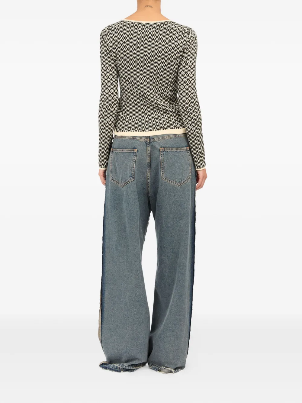 MM6 Maison Margiela Intarsia gebreid T-shirt met lange mouwen Wit