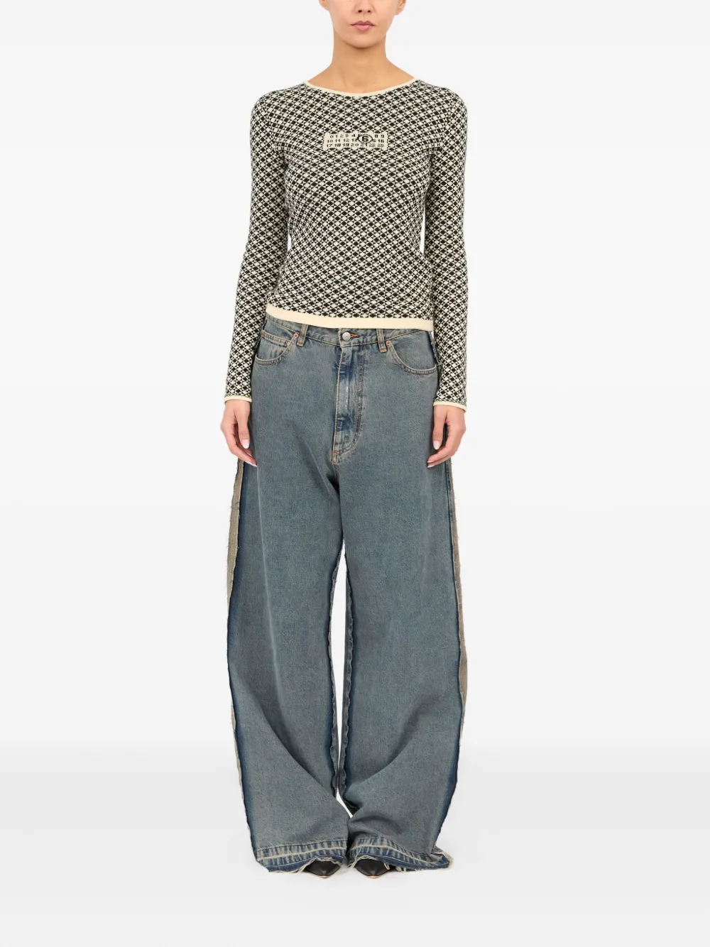MM6 Maison Margiela Intarsia gebreid T-shirt met lange mouwen Wit