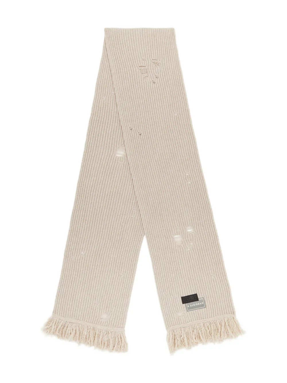 MM6 Maison Margiela ribbed frayed-edge scarf Beige