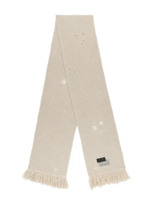 MM6 Maison Margiela Ribbed Frayed-edge Scarf in Neutrals