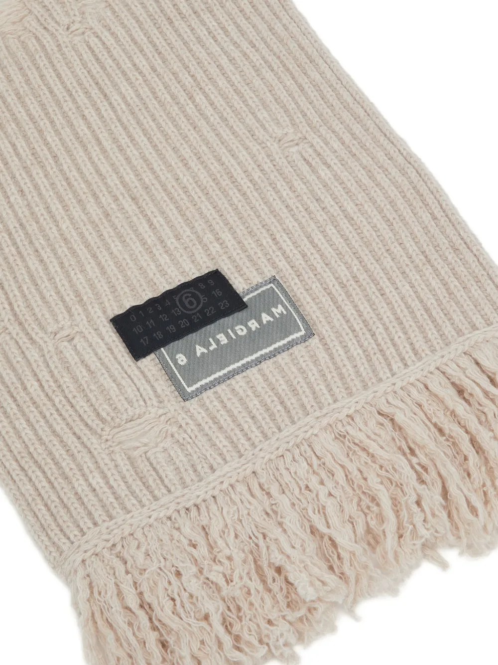 MM6 Maison Margiela ribbed frayed-edge scarf Beige