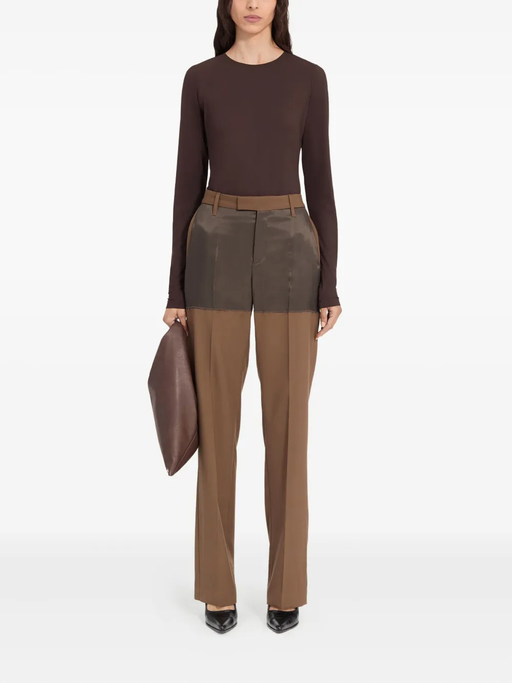 MM6 Maison Margiela Tweekleurige broek met vlakken - Bruin