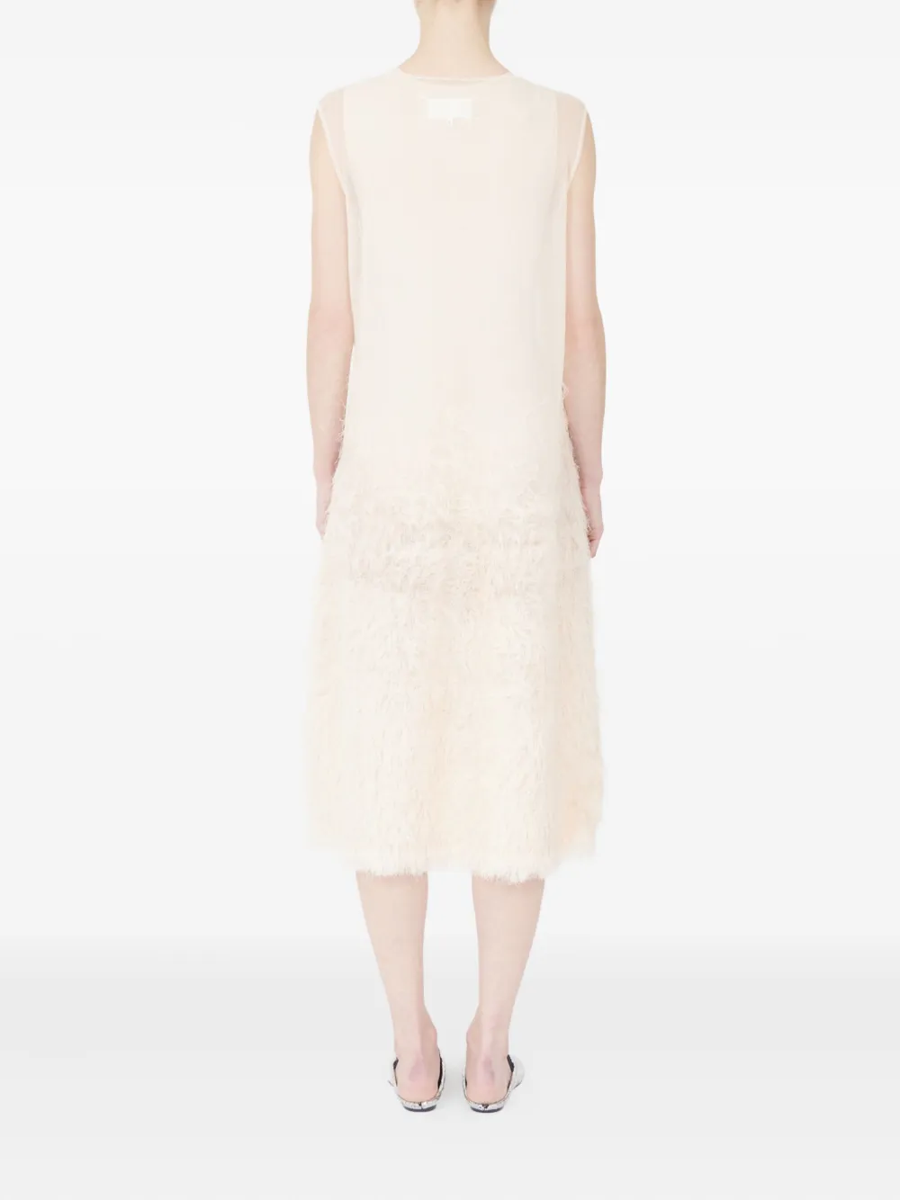 Maison Margiela Mouwloze midi-jurk met textuur Beige