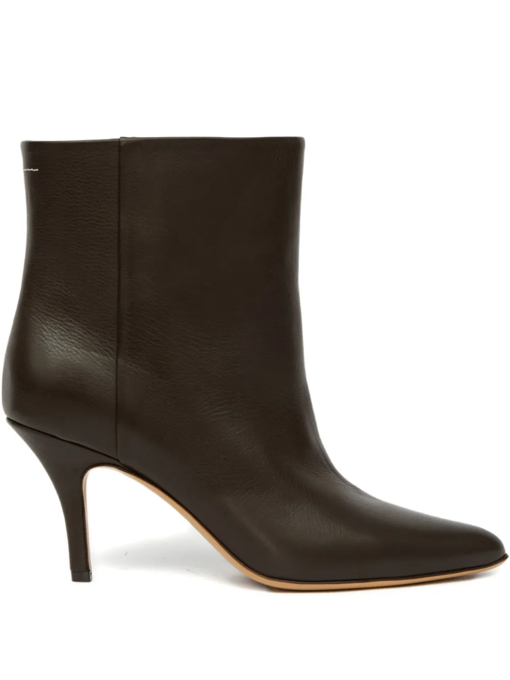 MM6 Maison Margiela pointed-toe leather ankle boots Brown