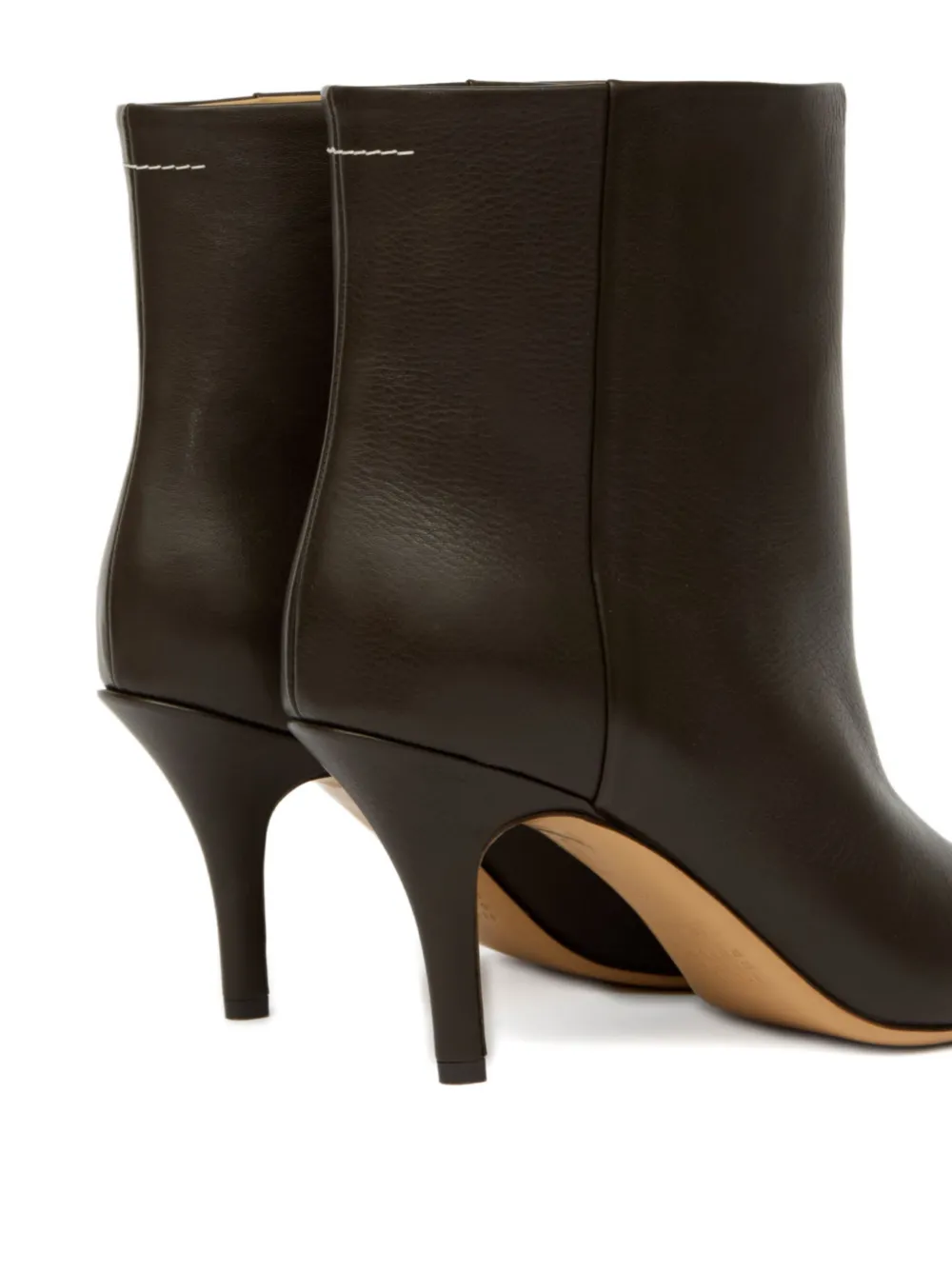 MM6 Maison Margiela pointed-toe leather ankle boots Brown