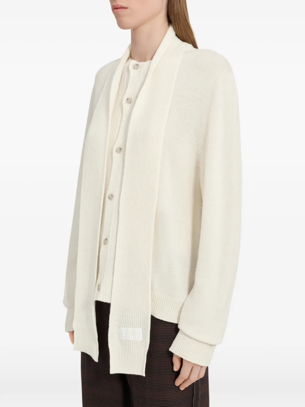 MM6 Maison Margiela scarf-detail button-up cardigan - Toni neutri