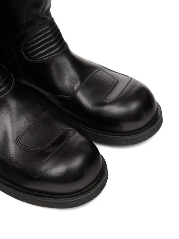 MM6 Maison Margiela Leather Biker Boots | Black | FARFETCH