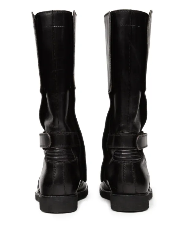 MM6 Maison Margiela Leather Biker Boots | Black | FARFETCH