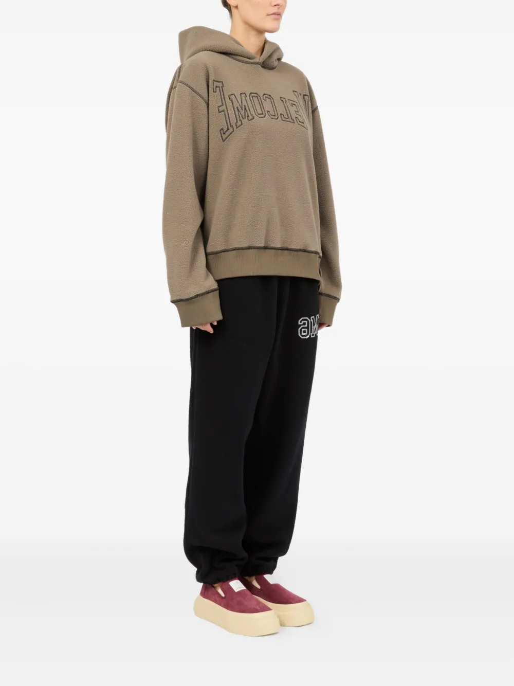 MM6 Maison Margiela Hoodie met geborduurde tekst Beige