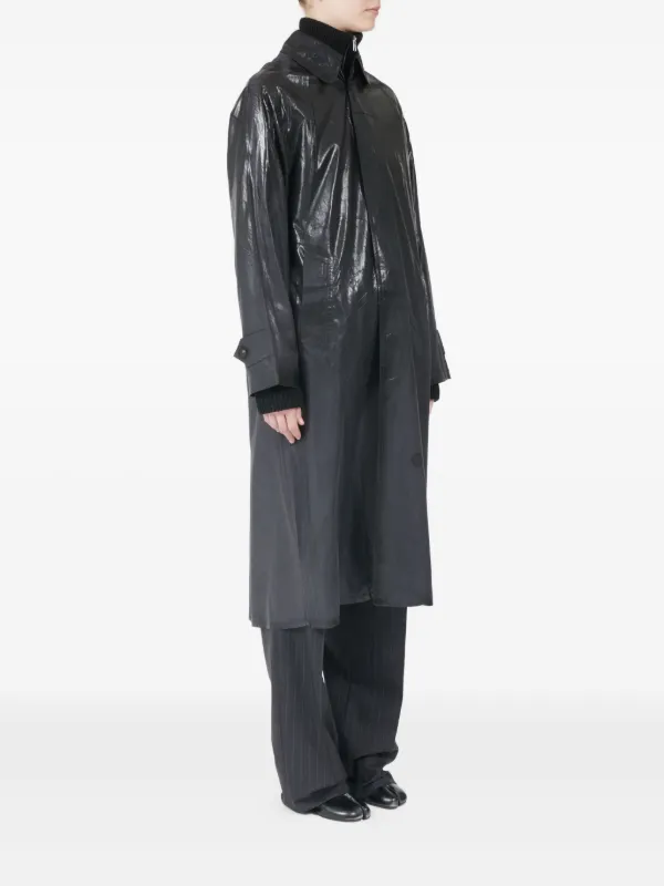 Maison Margiela ブラックレザーロングコート Maison Margiela プリント トレンチコート | ブラック | FARFETCH JP