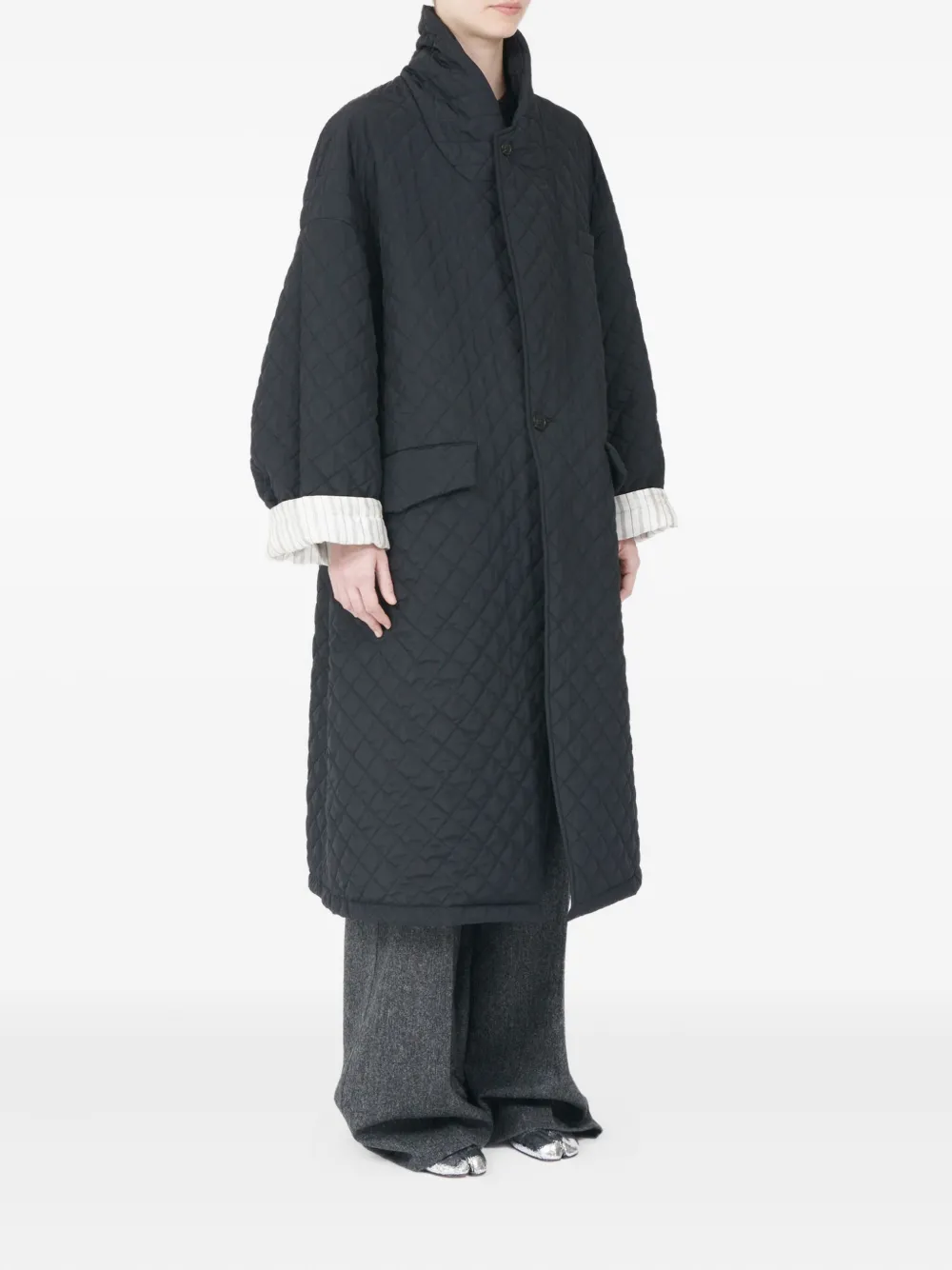 Maison Margiela Quilted Single-breasted Coat In Black