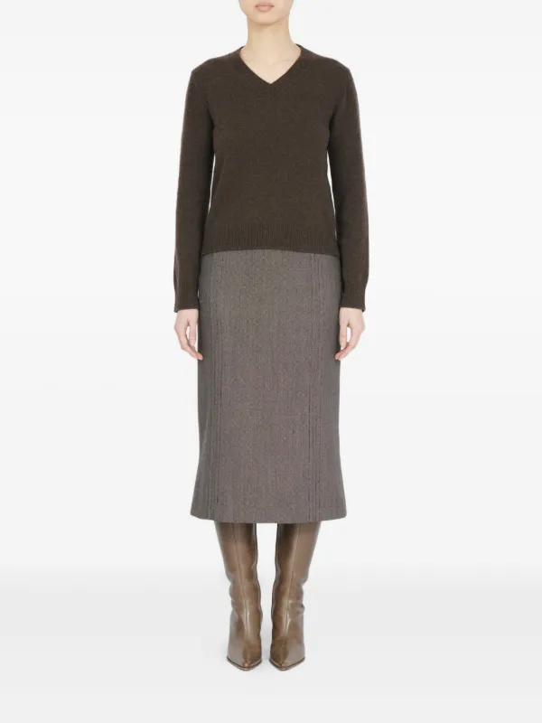 MM6 Maison Margiela Vネック セーター | ブラウン | FARFETCH JP