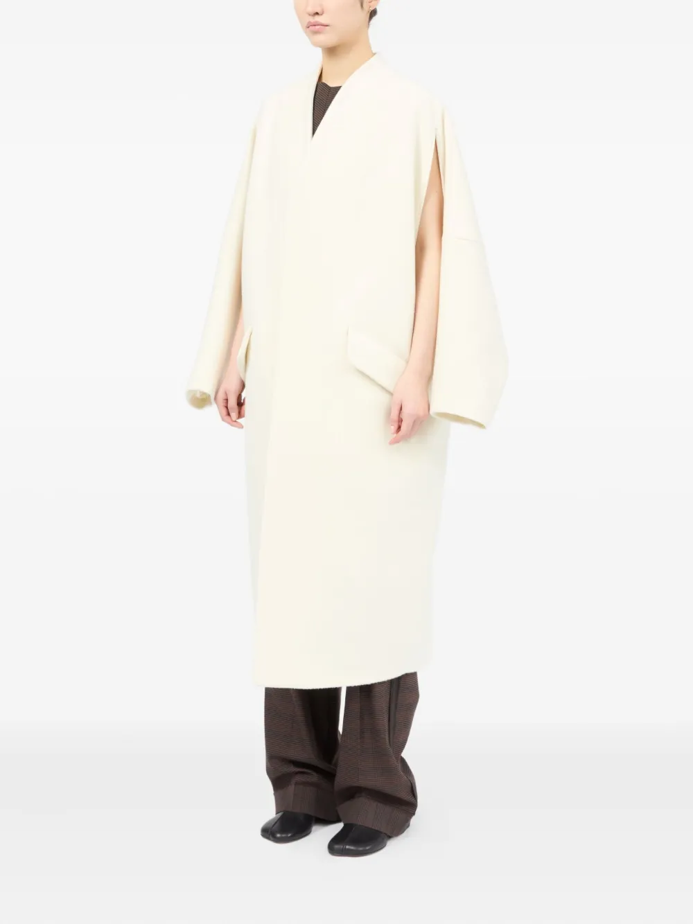 MM6 Maison Margiela asymmetric zip-front coat Wit
