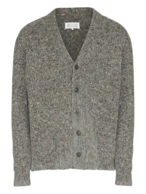 Maison Margiela V-neck elbow-patch Cardigan | Grey | FARFETCH
