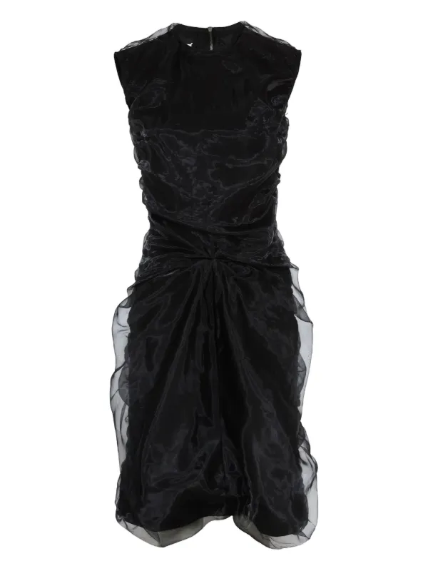 Maison Margiela Gathered Organza Dress in Black