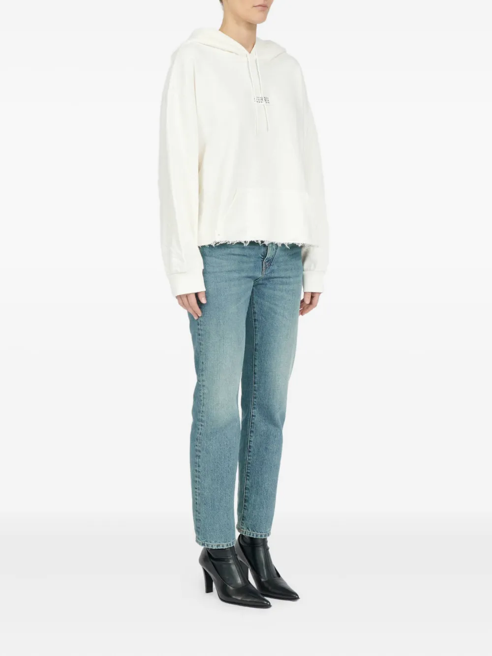Mm6 Maison Margiela Mm6 By Maison Margiela Relaxed-fit Cotton Sweatshirt With Minimal Logo Detail In White