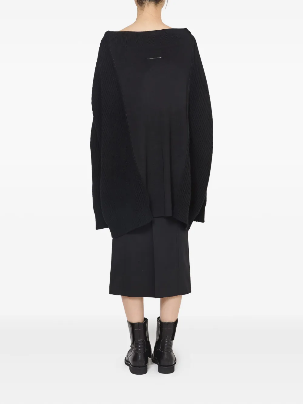 Mm6 Maison Margiela Ribbed Crewneck Sweater In Black