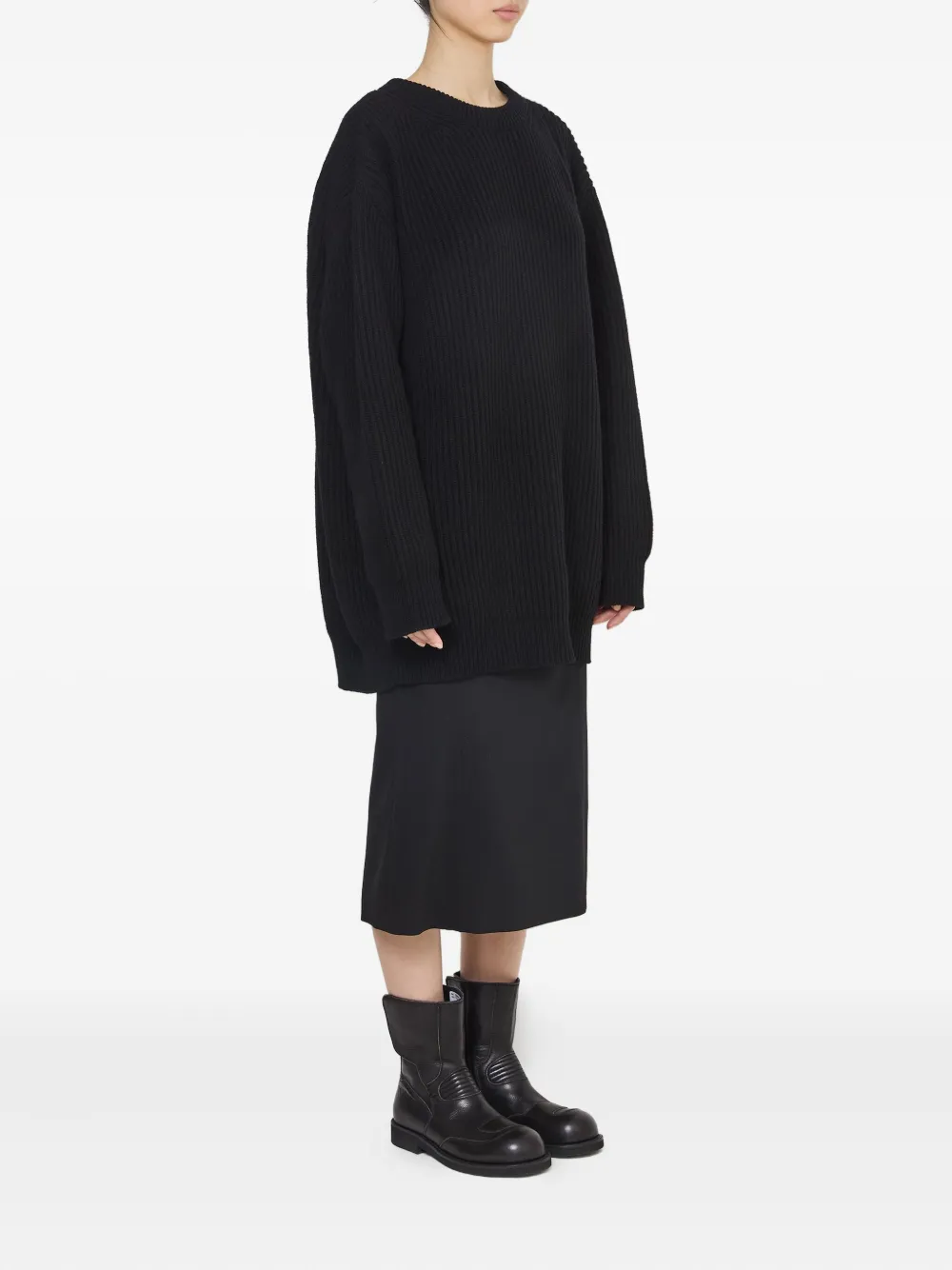 Mm6 Maison Margiela Ribbed Crewneck Sweater In Black