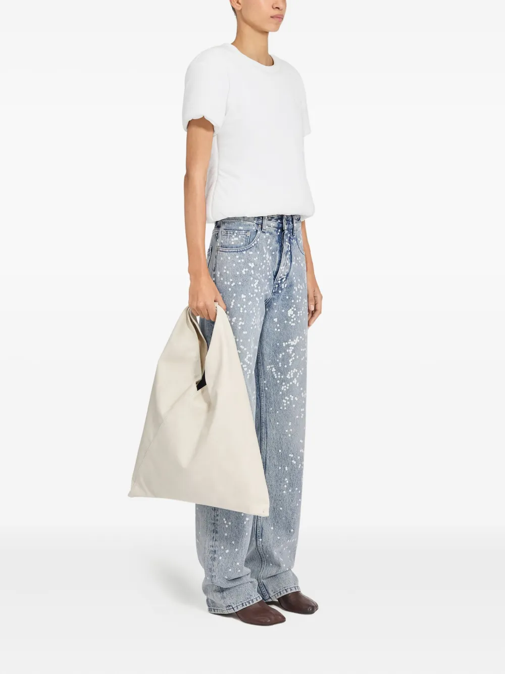 Mm6 Maison Margiela Paint-splatter Five-pocket Jeans In Blue