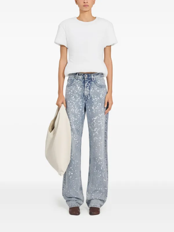 MM6 Maison Margiela paint-splatter five-pocket Jeans | Blue | FARFETCH