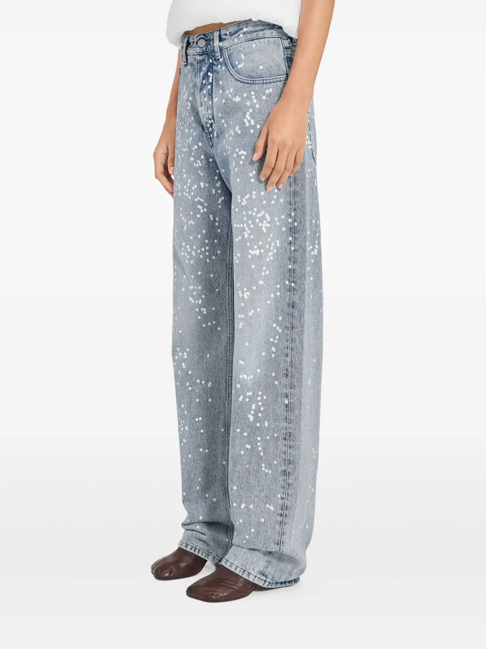 Mm6 Maison Margiela Paint-splatter Five-pocket Jeans In Blue