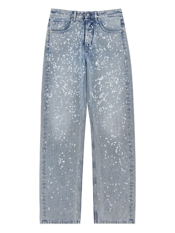 MM6 Maison Margiela paint-splatter five-pocket Jeans | Blue | FARFETCH