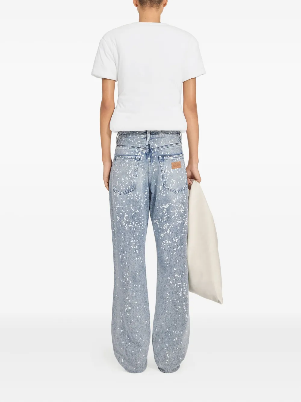 Mm6 Maison Margiela Paint-splatter Five-pocket Jeans In Blue