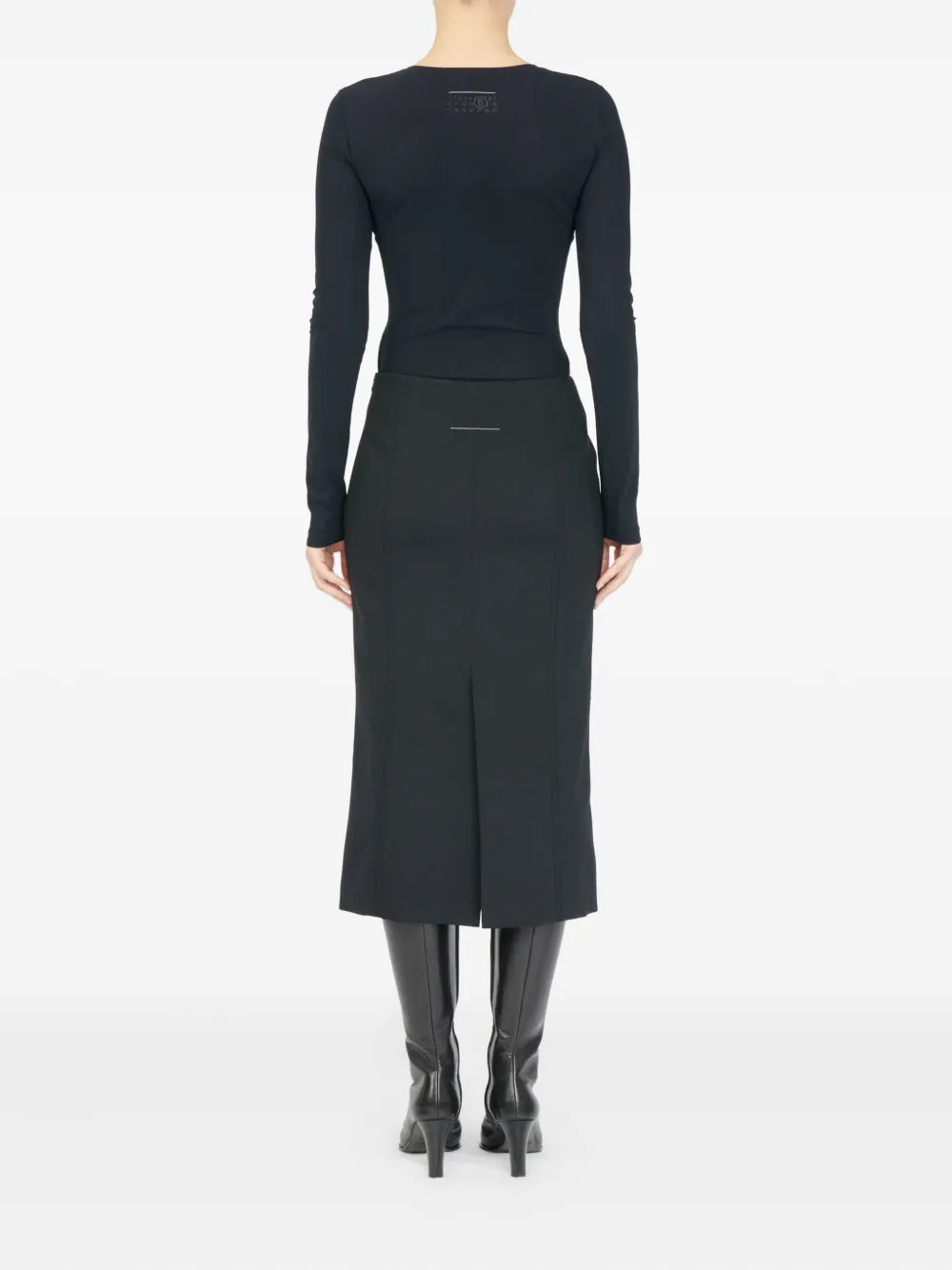 MM6 Maison Margiela back-slit midi skirt Zwart