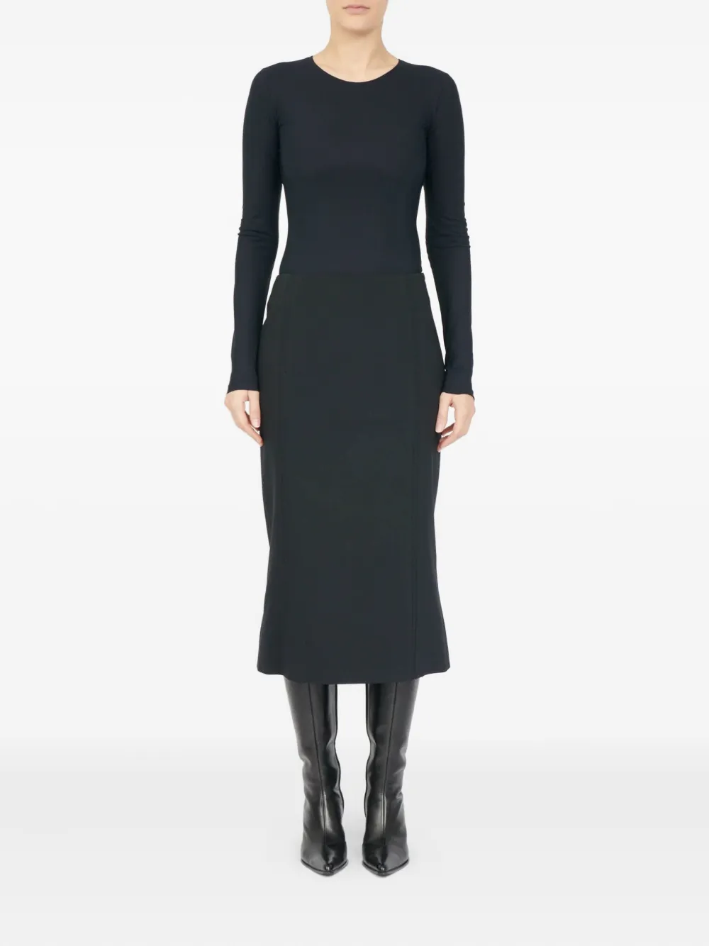 MM6 Maison Margiela back-slit midi skirt Zwart