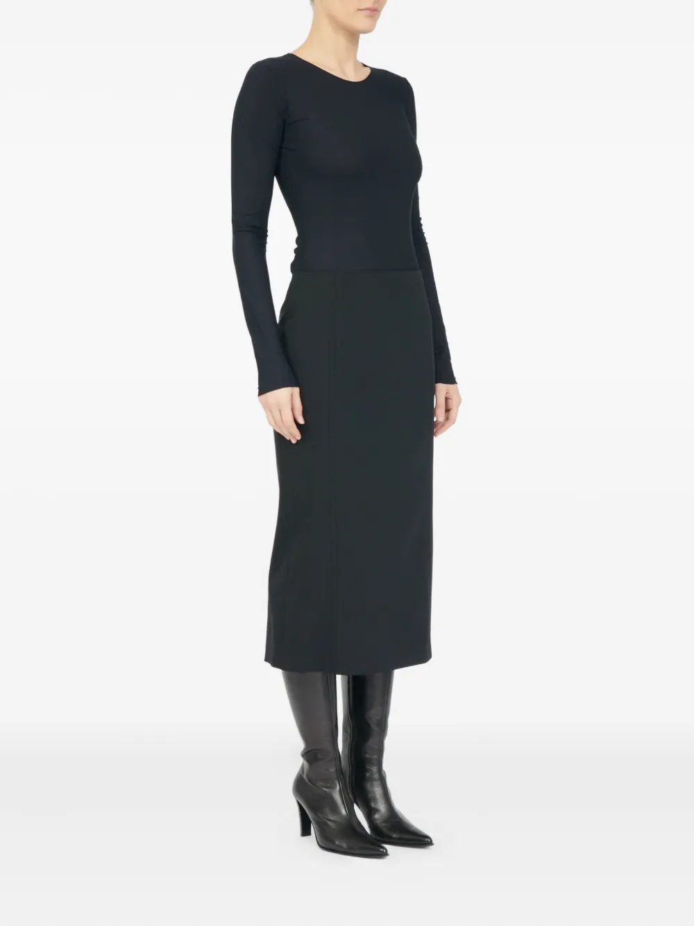 MM6 Maison Margiela back-slit midi skirt Zwart