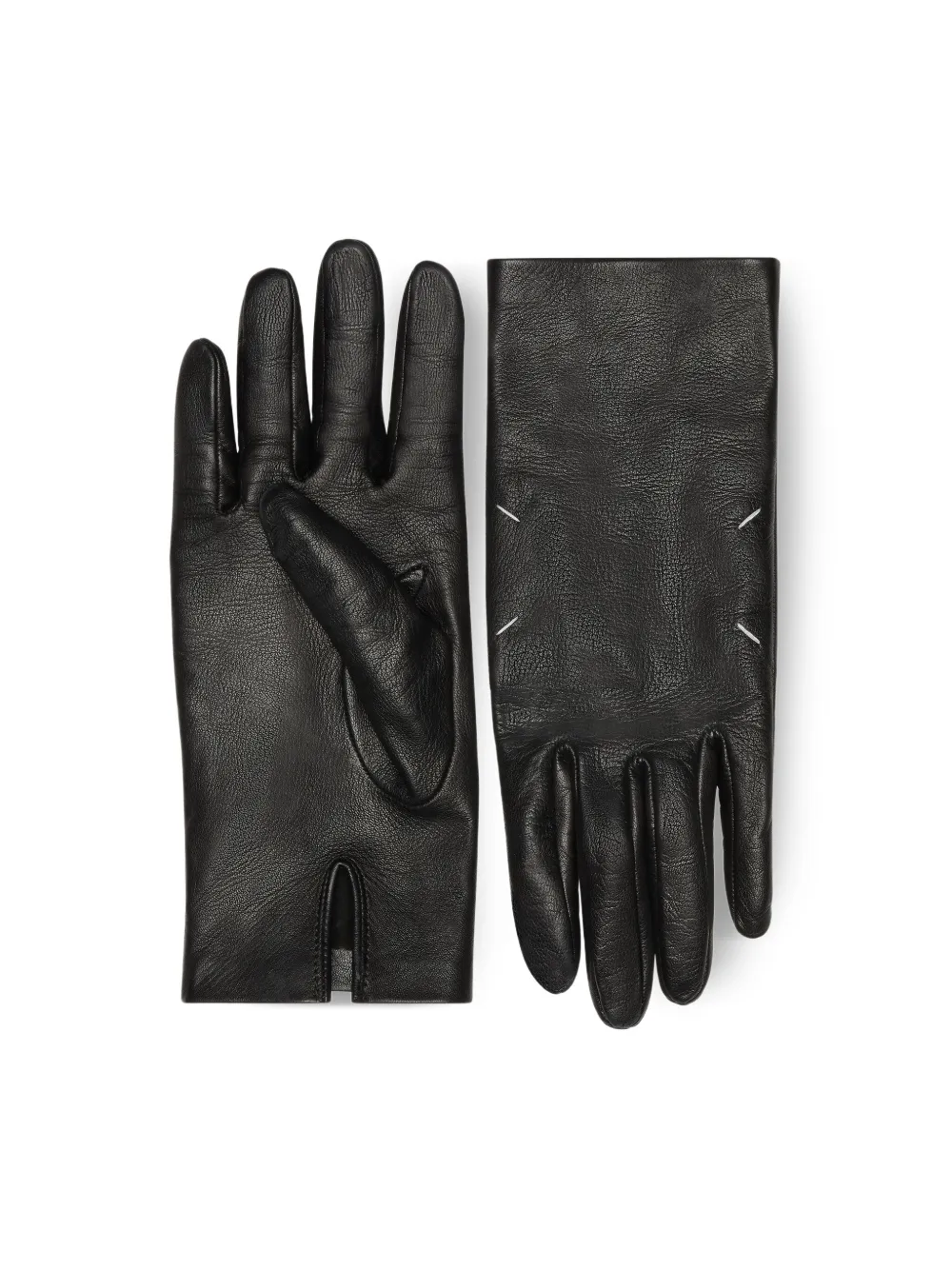 Maison Margiela Leren handschoenen met stiksels Zwart