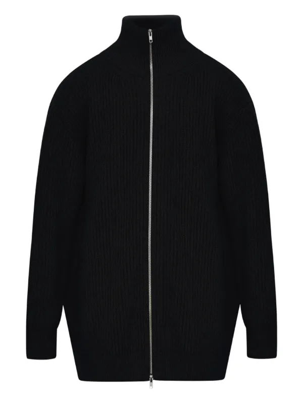MM6 Maison Margiela 黒いリブ編みジッパー付きジャンパー 30389138_59478577_600.jpg