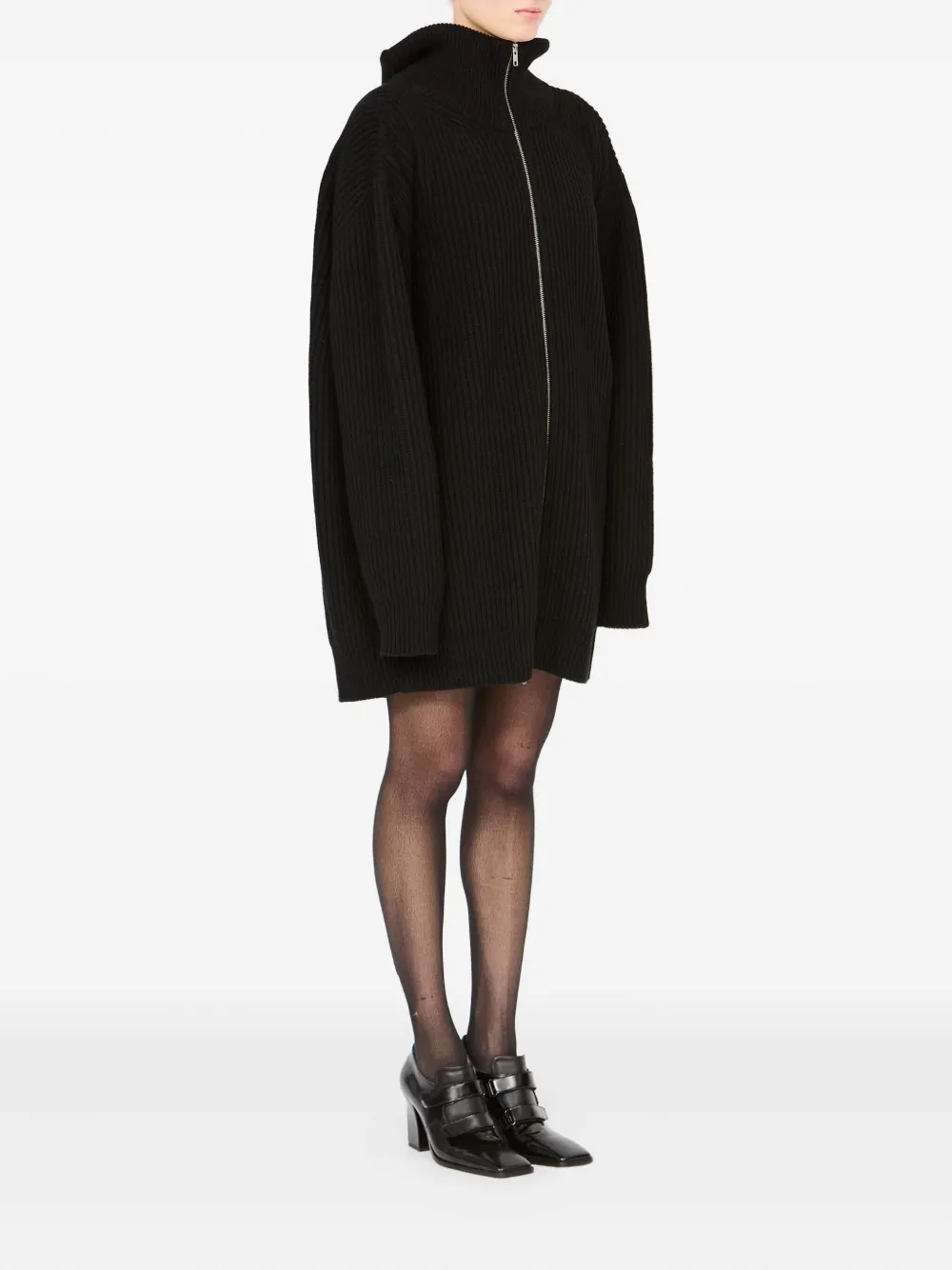 Mm6 Maison Margiela Zip-front Ribbed Jacket In Black