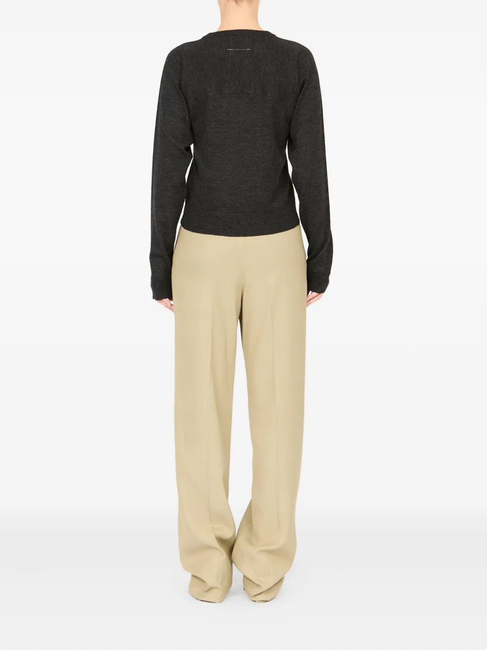 Mm6 Maison Margiela Crew-neck Long-sleeve T-shirt In Gray