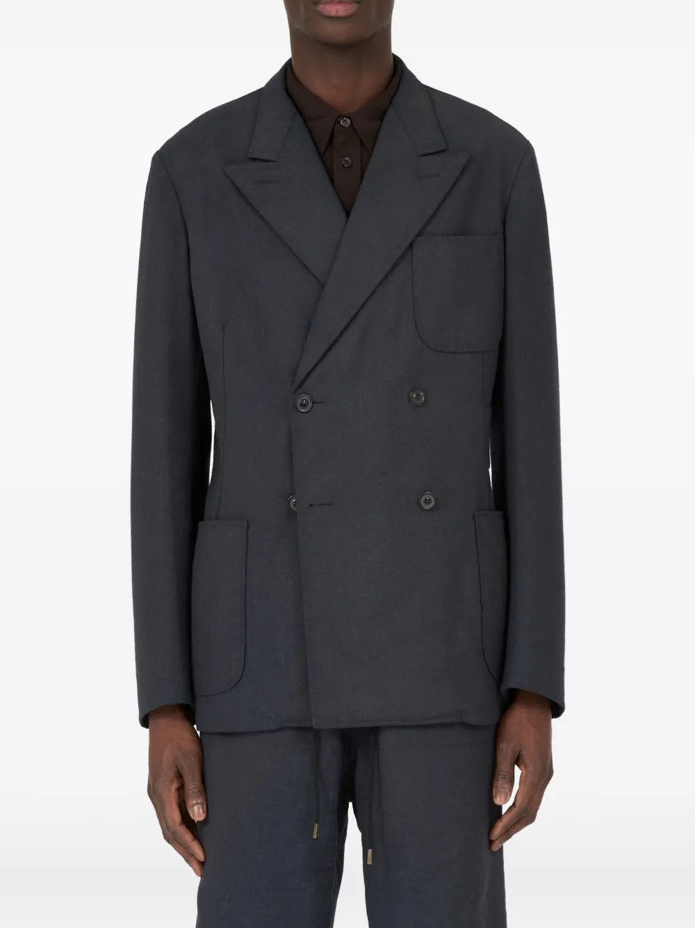 Maison Margiela Jack met dubbele rij knopen en zak Grijs