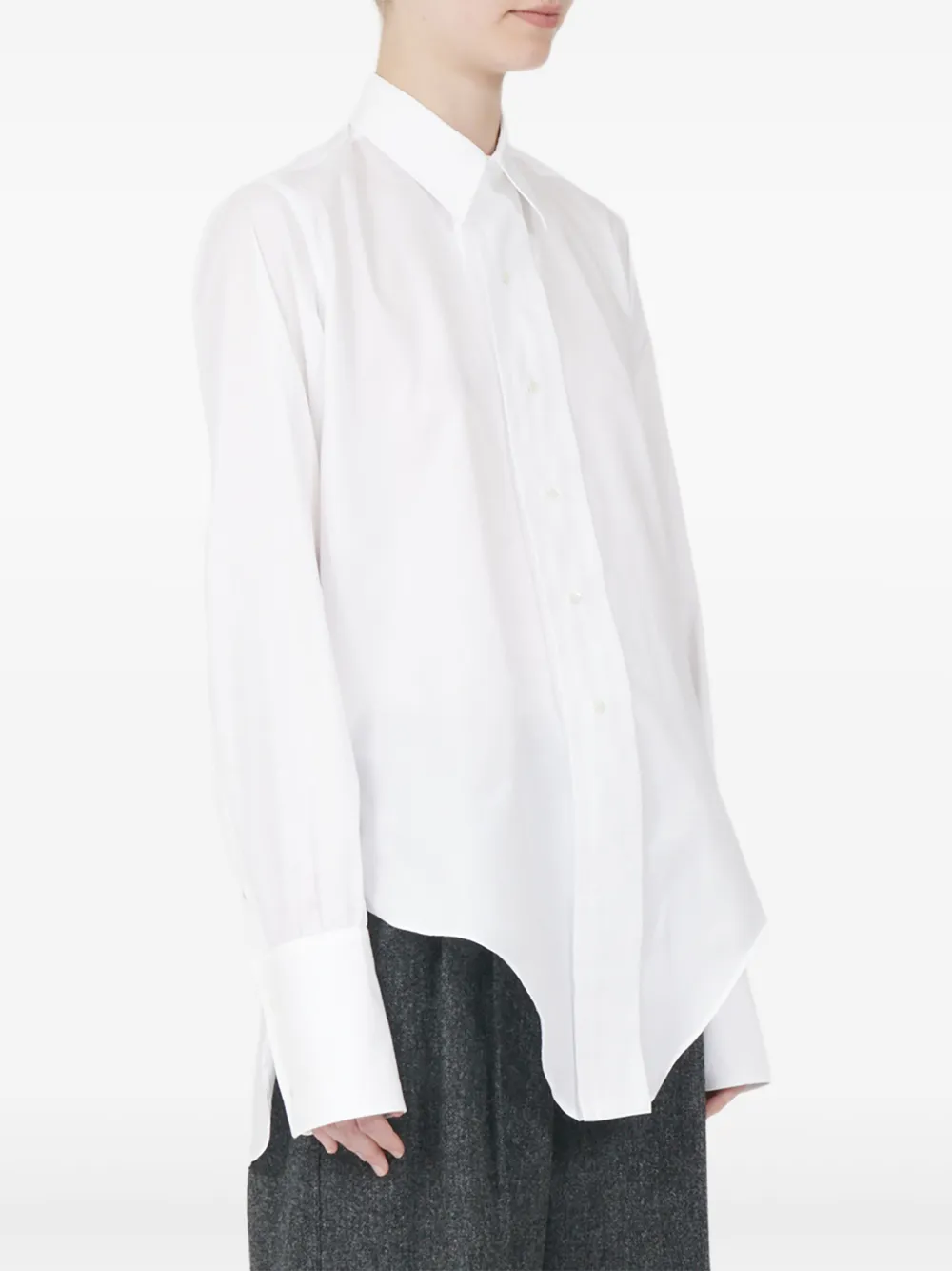 Maison Margiela long-sleeved curved-hem shirt Wit