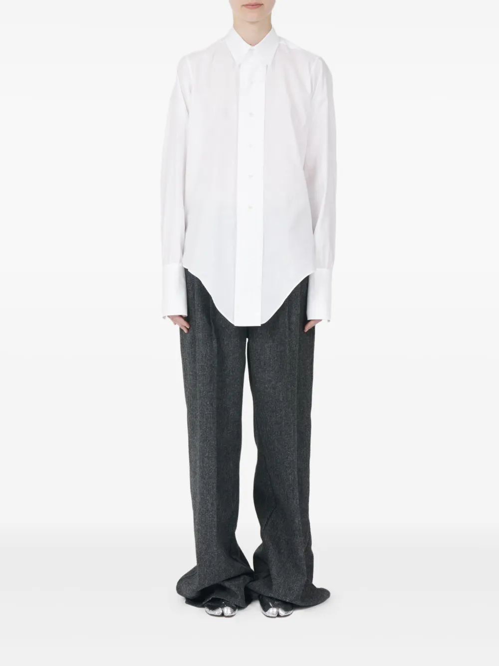 Maison Margiela long-sleeved curved-hem shirt Wit
