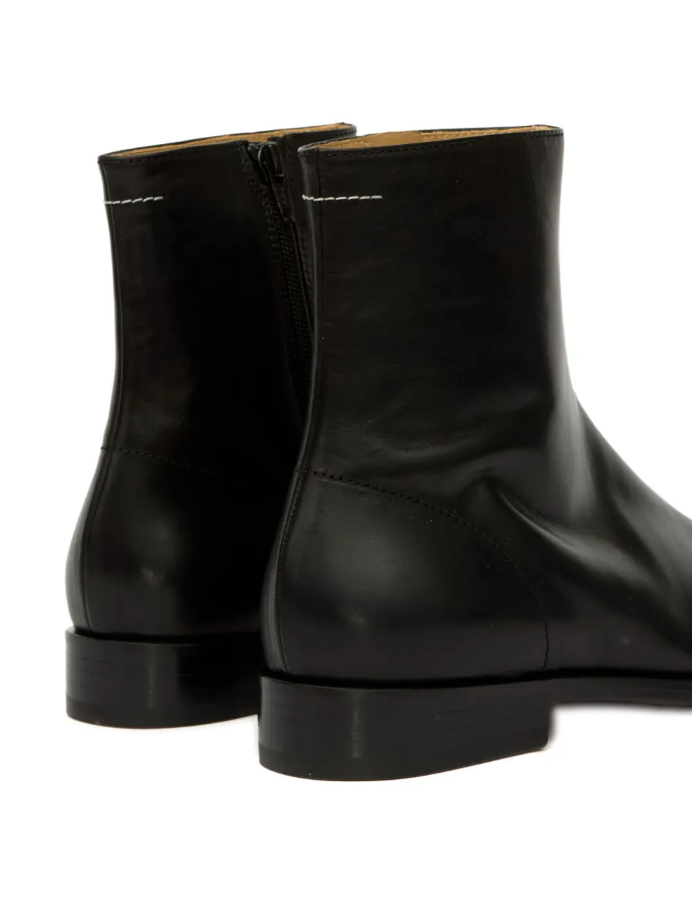 Mm6 Maison Margiela Black Shiny Vegetable Tanned Leather Trunk Boots In Black